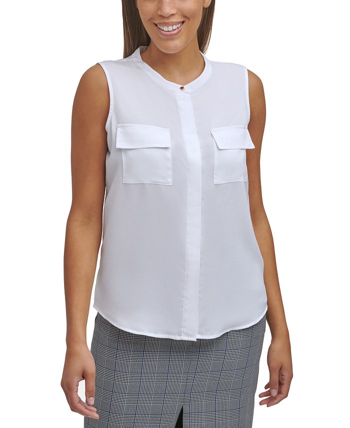 Calvin klein sleeveless blouse store