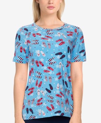 Alfred Dunner Petite Americana Flip Flop-Print Top