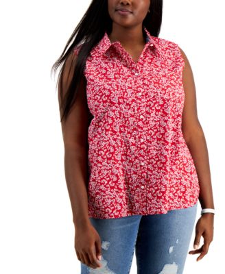 plus size cotton sleeveless shirts & tops