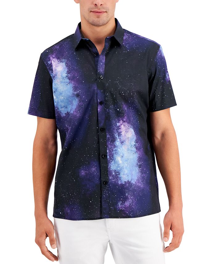 INC International Concepts Men's Galaxy Print Short-Sleeve Shirt ...