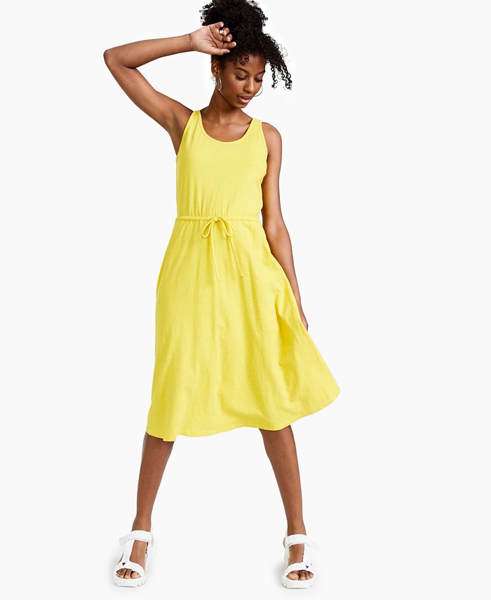 Style Co Petite Cotton Drawstring Midi Dress Created for Macy s