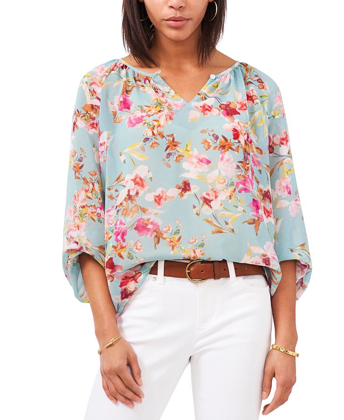 Vince Camuto Floral-Print Top & Reviews - Tops - Women - Macy's