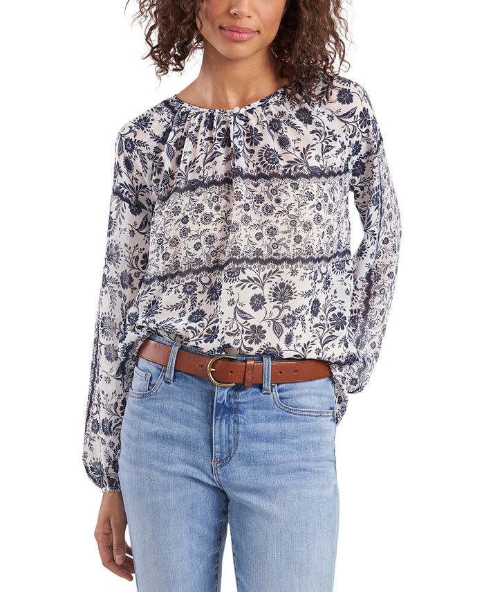Vince camuto mixed print top 2025