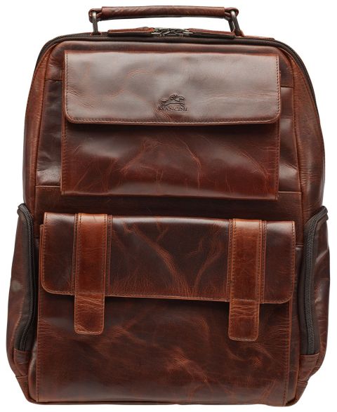 Рюкзак Mancini Secure Pocket Leather Laptop, цвет: Коричневый