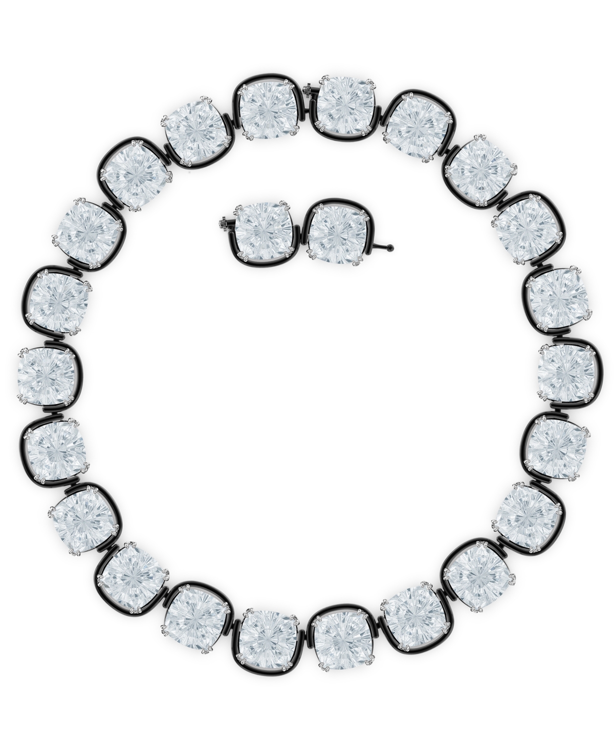 Silver-Tone Crystal Floating Stones Choker Necklace, 14" + 2" extender - White