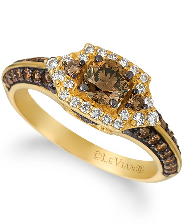 Le Vian Chocolate Diamond (7/8 ct. .) & Vanilla Diamond (1/5 ct. .)  Ring in 14k Gold & Reviews - Rings - Jewelry & Watches - Macy's