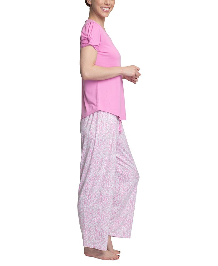 Muk Luks Solid Top & Printed Pants Pajama Set & Reviews - All Pajamas ...