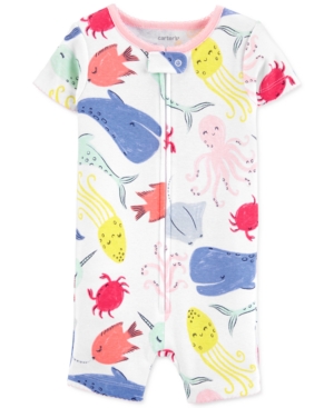 Baby Girls Whale Snug Fit Cotton Romper Pajama