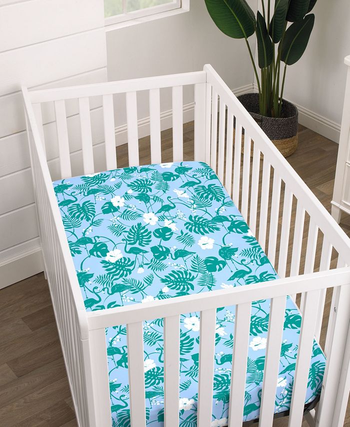 Macy's Flamingo Palm Leaf Floral Fitted Super Soft Crib Sheet Macy's