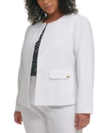 Plus Size Collarless Blazer