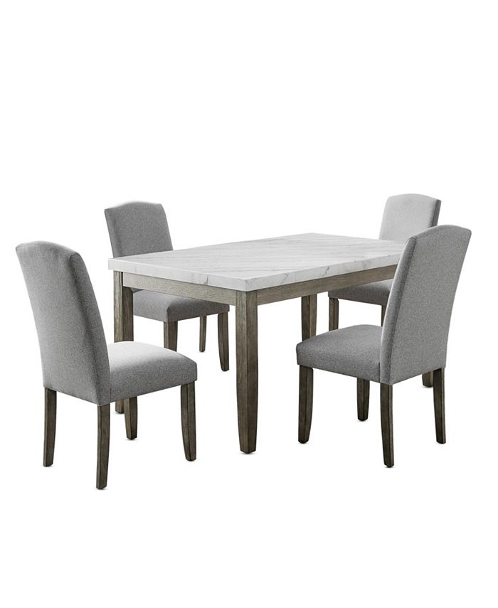 Furniture - Emily Marble Dining 5-Pc Set ( Table & 4 Side Chairs)