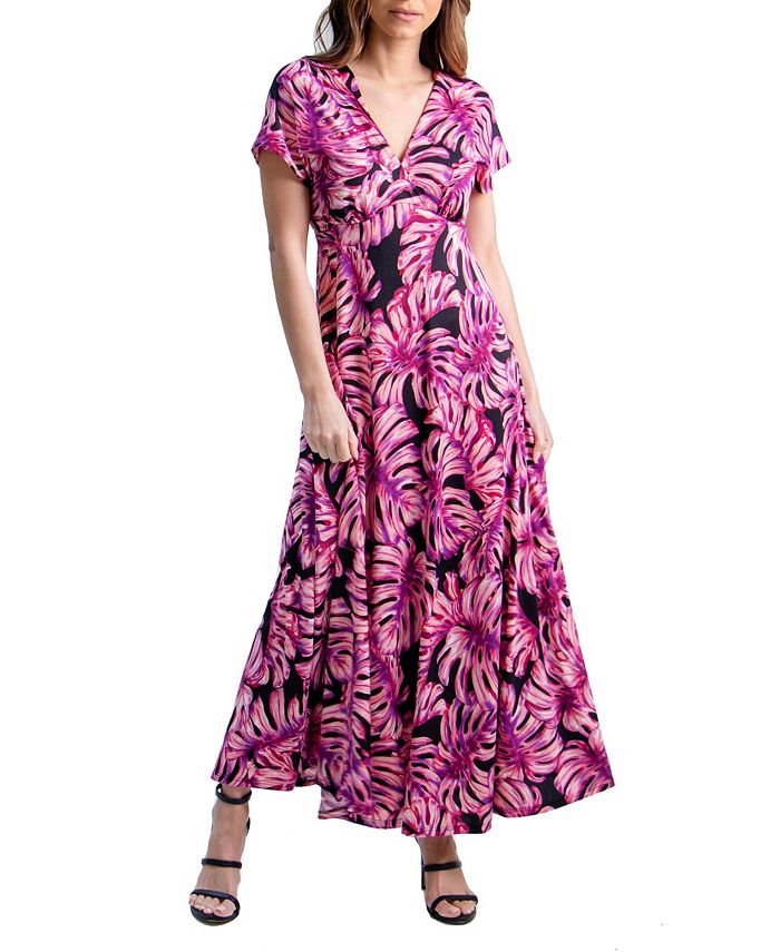 24seven Comfort Apparel Women's Cap Sleeve Empire Waist Maxi Dress - Macy's