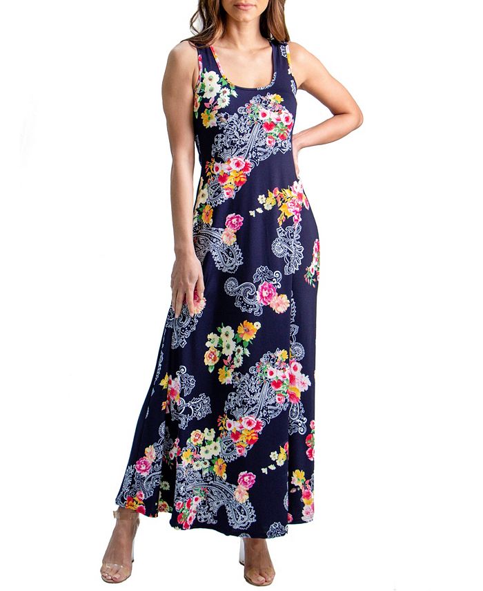 24seven Comfort Apparel Women's Floral Sleeveless Maxi Dress - Macy's