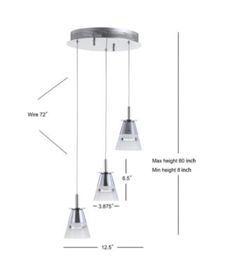 Alain 3-Light Adjustable Cascading Metal Integrated Cluster LED Pendant