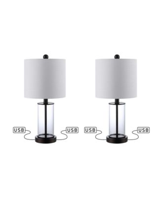Abner Glass Modern Contemporary USB Charging LED Table Lamp, Set of 2