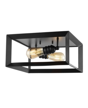 Jonathan Y Marfa Square 2-light Iron Modern Farmhouse Led Flush Mount In Black