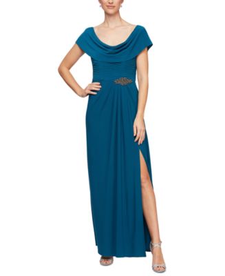 Alex Evenings Women's Embellished-Waist Cowlneck Gown - Macy's