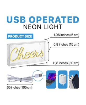 Cheers Contemporary Glam Acrylic Box USB Operated LED Neon Light