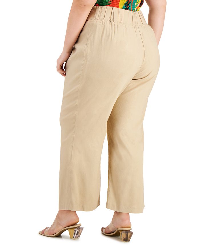 INC International Concepts Plus Size Belted Wide-Leg Pants, Created for ...