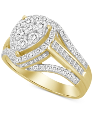 Macy's Diamond Cluster Ring (1 Ct. T.w.) In 10k Gold & Rhodium-plate In 10k Yellow Gold