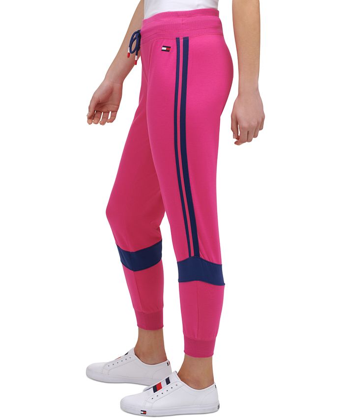 Tommy Hilfiger Women's Sport Colorblocked Logo Jogger Pants Red Size  L