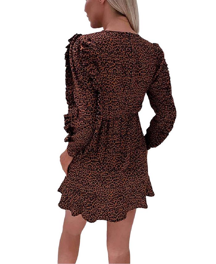 AX Paris Animal Print Pleated Sleeve Skater Dress Macy's