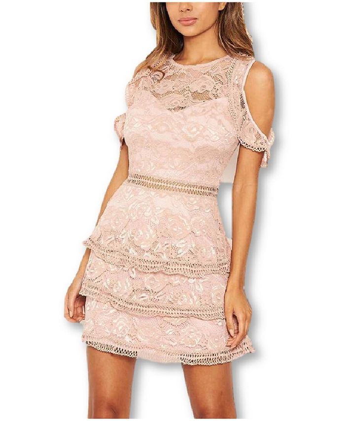 AX Paris Lace Frill Cold Shoulder Dress Macy s