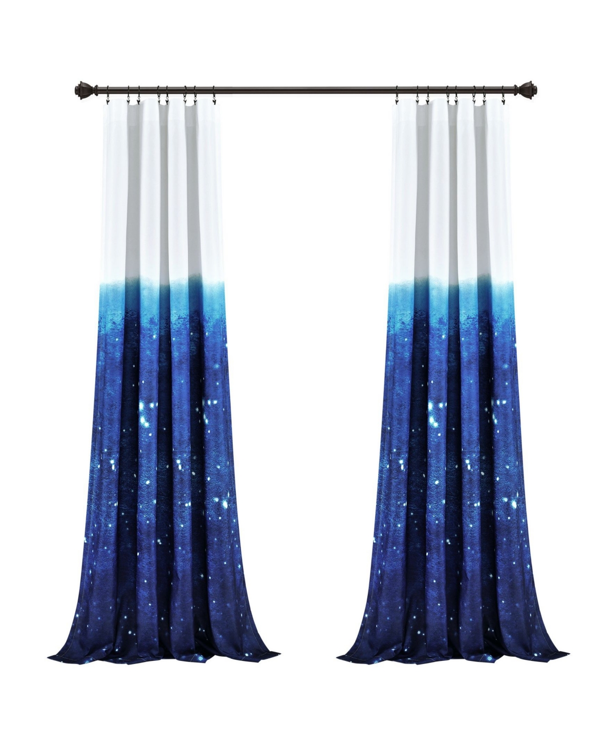 Lush Decor Space Star Ombre Window Curtain Panels Set For Kids, 84" X 52" In Navy,white