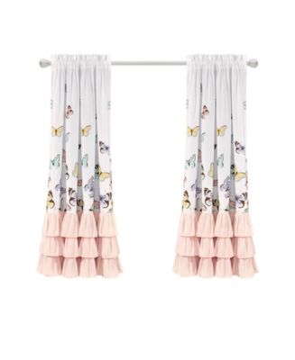 Lush Décor Kids Flutter Butterfly Ruffled Curtain Set, 52