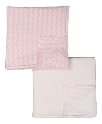 Baby Girls Stars Waves Muslin Swaddle Blankets, Pack of 2
