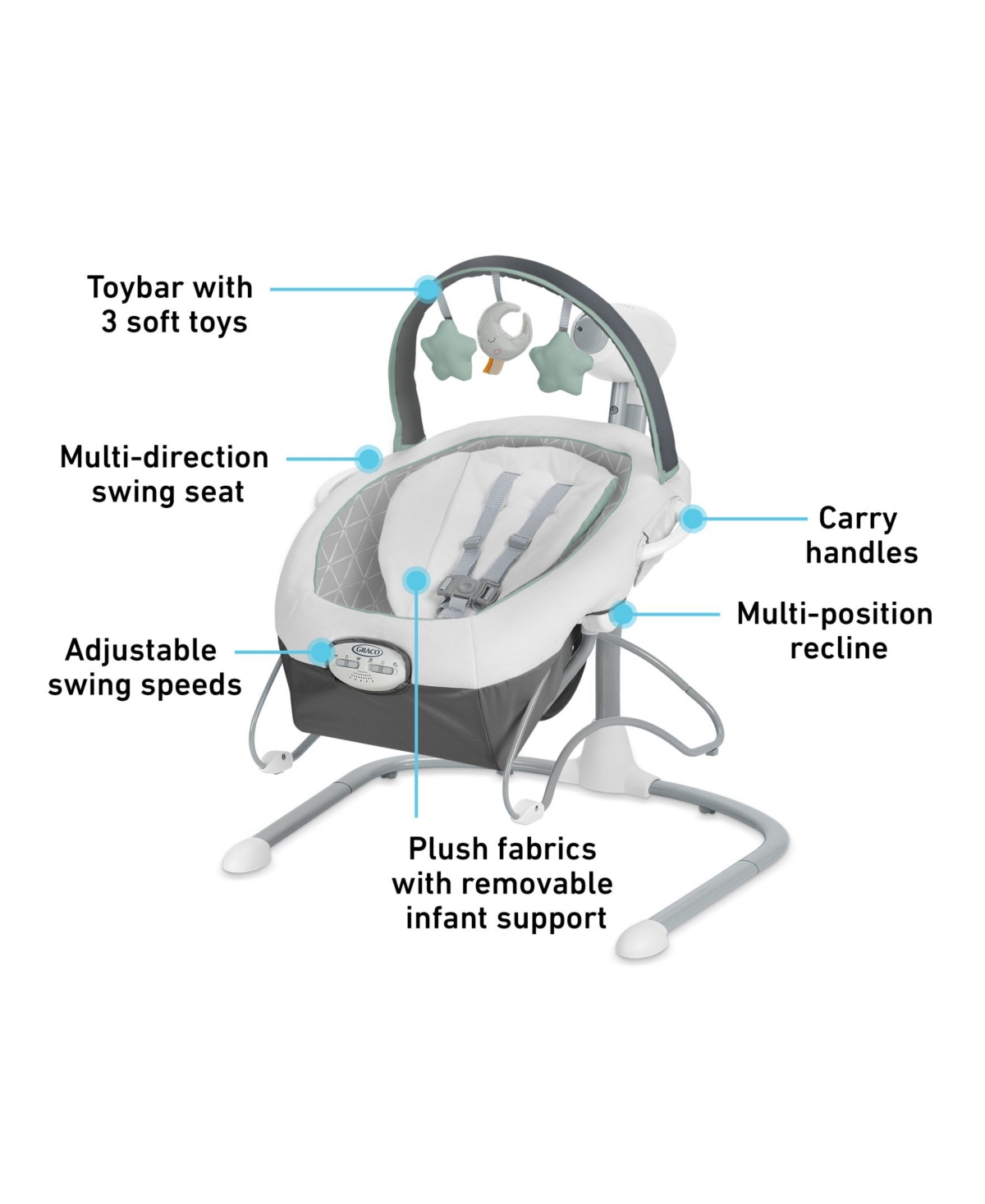 Graco Soothe 'n Sway Lx Baby Swing With Portable Bouncer In Derby