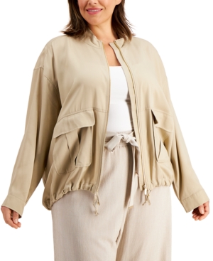 Calvin Klein Plus Size Cropped Zip-Front Jacket