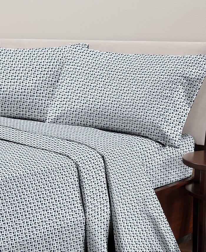 Sanders CLOSEOUT! Printed Microfiber 4 Pc. Sheet Set, Queen, Created