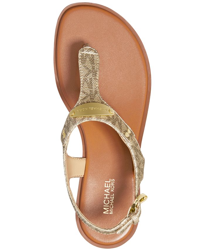 mk plate glitter thong sandals