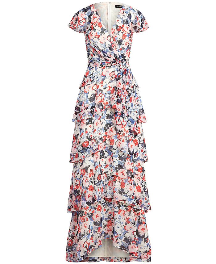 Lauren Ralph Lauren Floral A-Line Flutter Sleeve Dress - Macy's