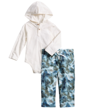 First Impressions Baby Boys Hooded Bodysuit & Printed Pants Set Created for Macy's