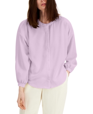 Alfani Drop-shoulder Button Top, Created For Macy's In Lavender Rain