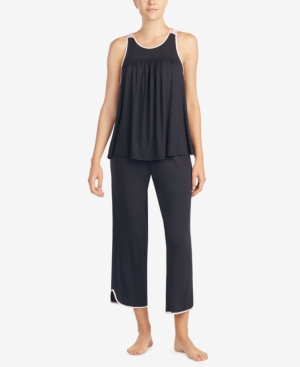 Shop Kate Spade Women's Sleeveless Modal Knit Capri Pajama Set In Black