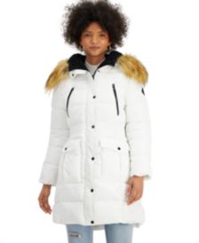 Juniors' Faux-Fur-Trim Hooded Puffer Coat, Created for Macy's