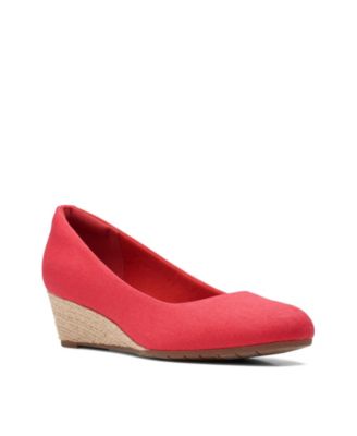 clarks red wedge shoes