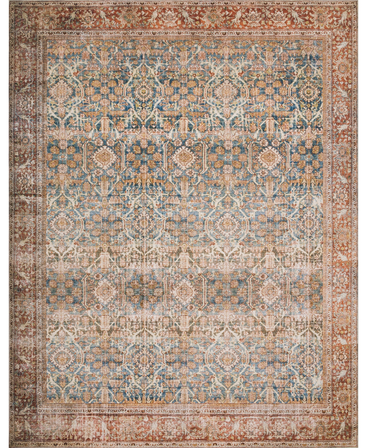 Loloi Ii Layla Lay-04 7'6in x 9'6in Area Rug - Ocean, Rust