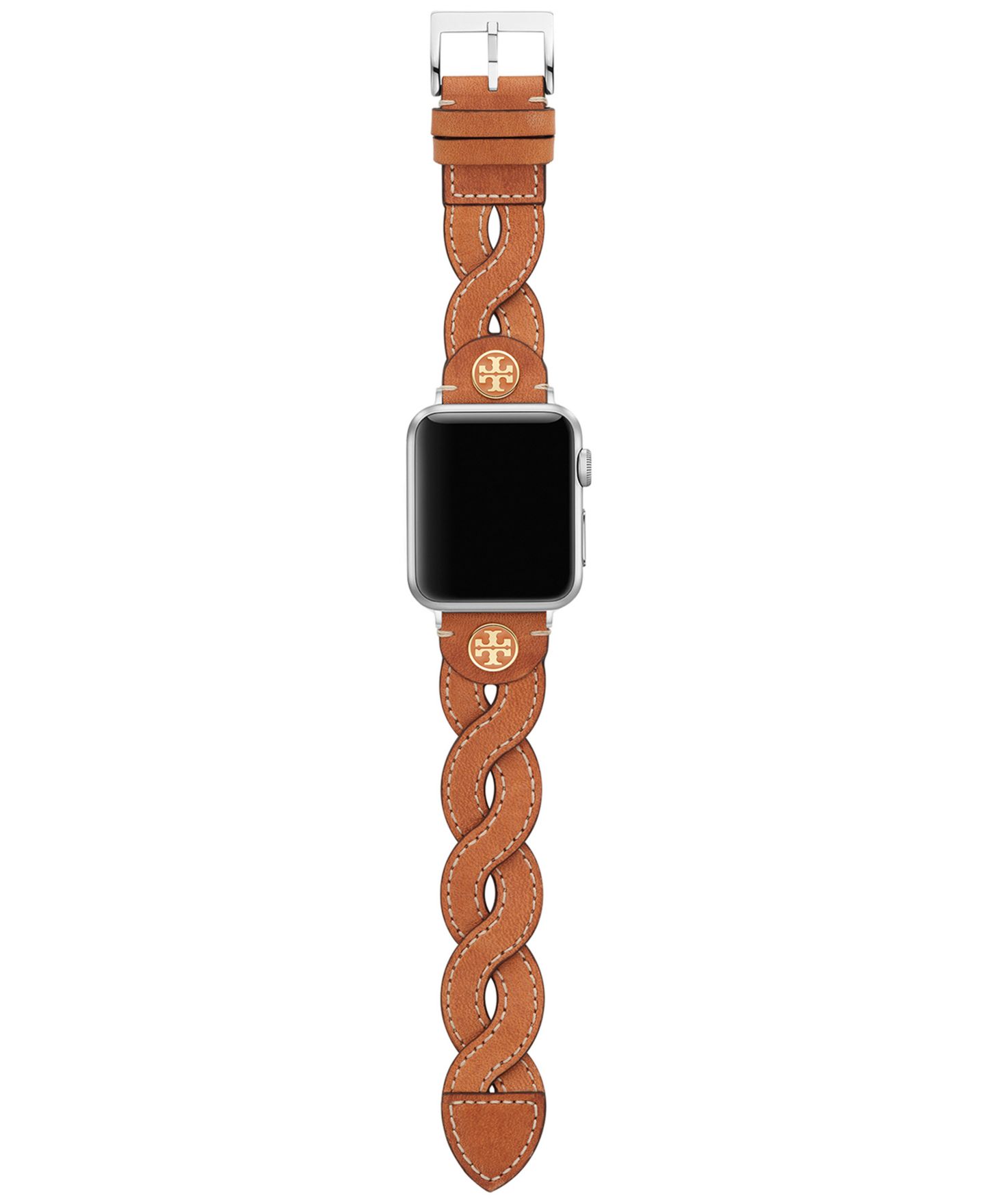 Женский плетёный кожаный ремешок Tory Burch для Apple Watch 38/40 мм, Luggage — фото 3