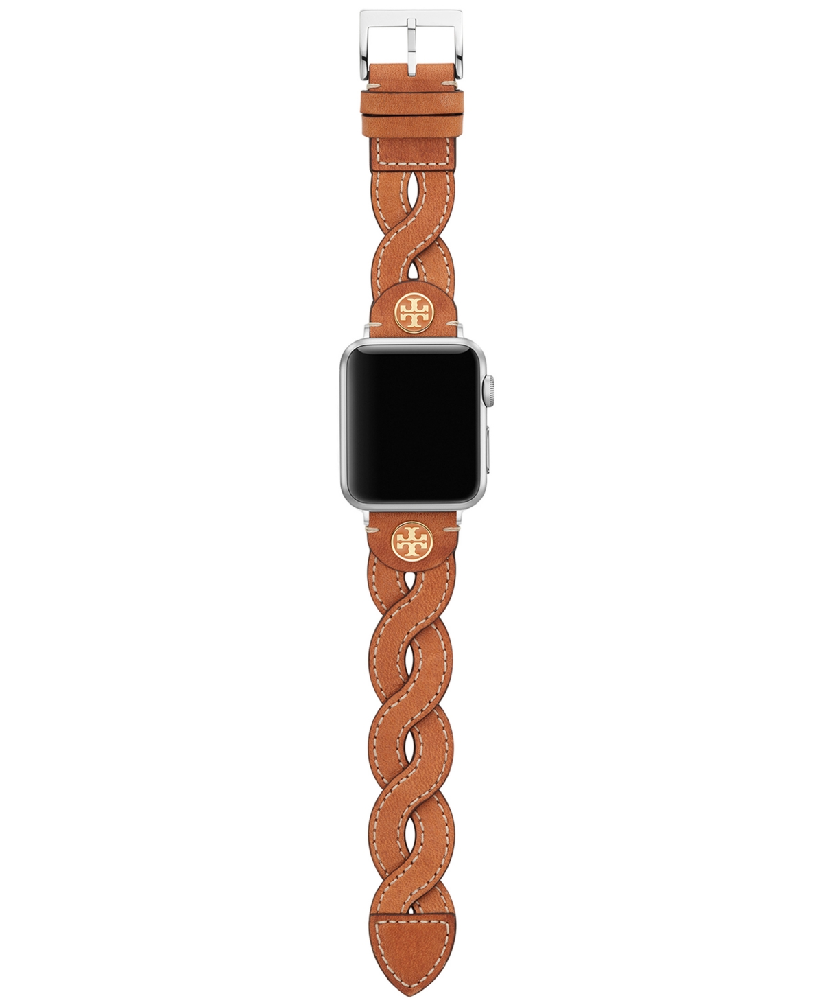 Shop Tory Burch Women's Luggage Braided Leather Band For Apple Watch 38mm/40mm In Brown