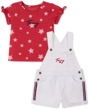 Tommy Hilfiger Baby Girls 2-Pc T-Shirt & Denim Shortalls Set