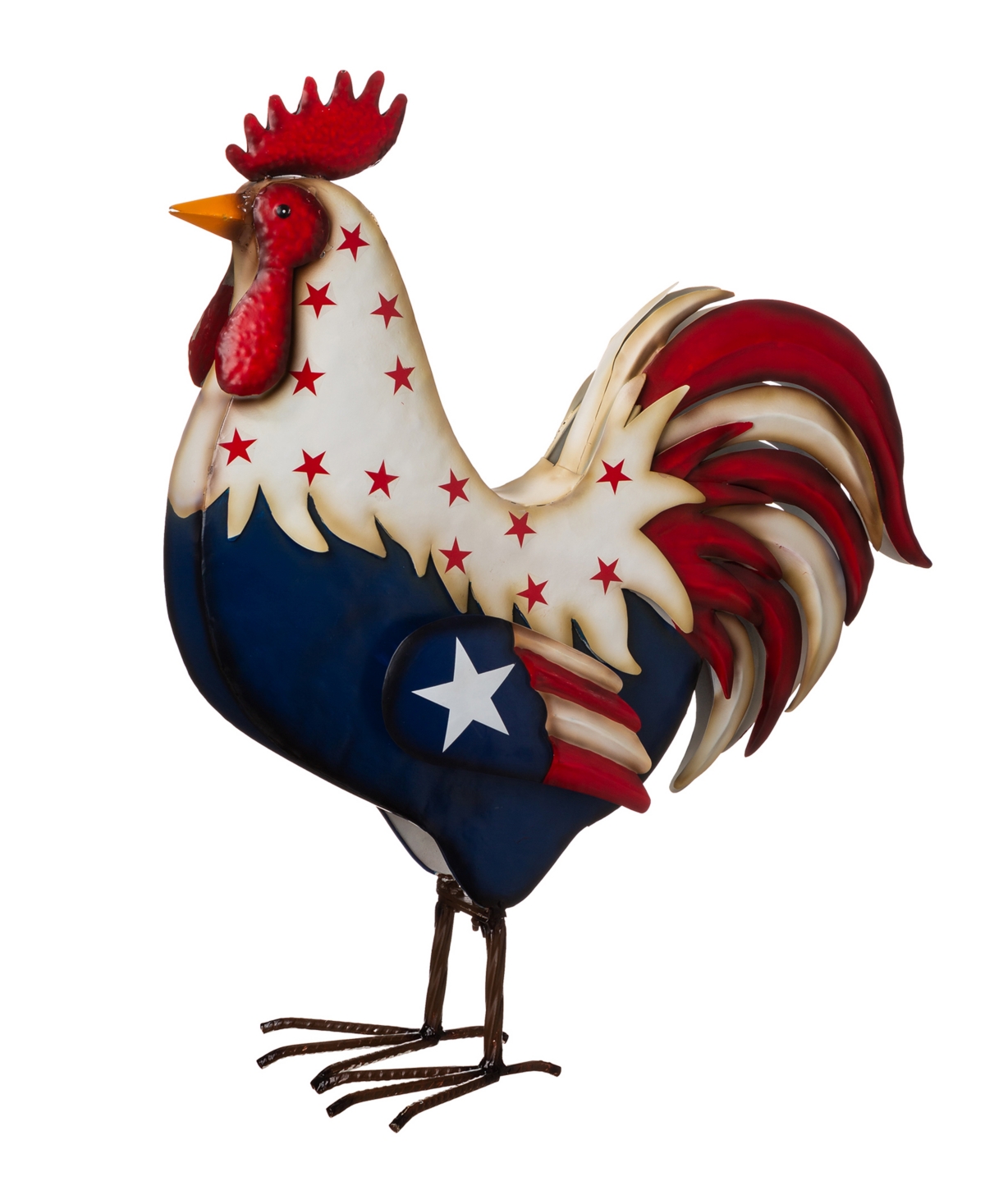Patriotic Rooster Porch Decor - Red, Blue, White