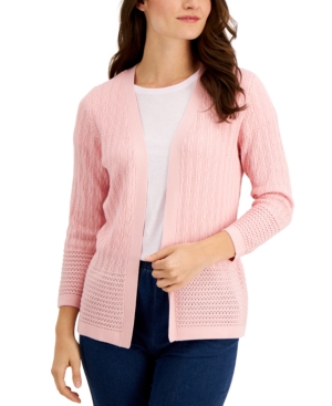Karen Scott Open-Front Pointelle Cardigan Created for Macy's