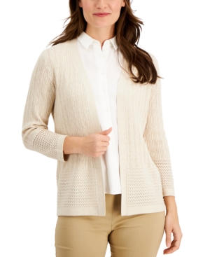 Karen Scott Open-Front Pointelle Cardigan Created for Macy's