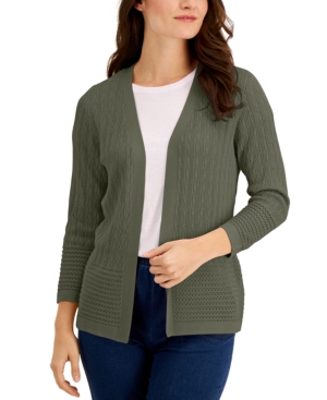 Karen Scott Open-Front Pointelle Cardigan Created for Macy's