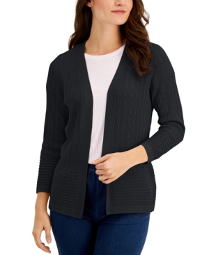 Karen Scott Open-Front Pointelle Cardigan Created for Macy's