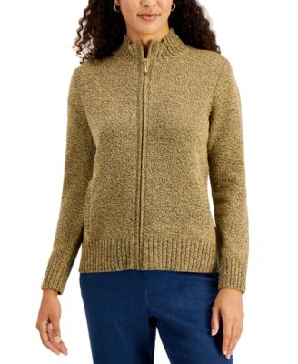 Karen Scott Zippered Mock-Neck Sweater, Created For Macy's - Macy's